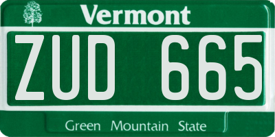 VT license plate ZUD665
