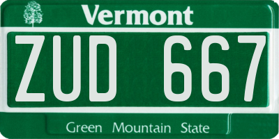 VT license plate ZUD667