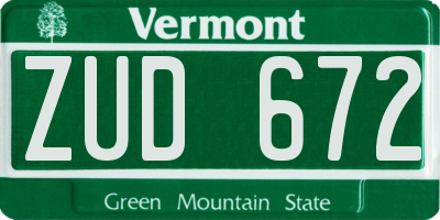 VT license plate ZUD672
