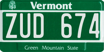 VT license plate ZUD674