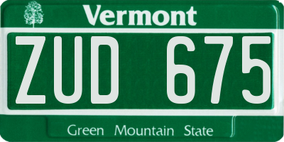 VT license plate ZUD675