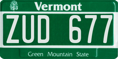 VT license plate ZUD677