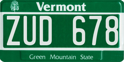VT license plate ZUD678
