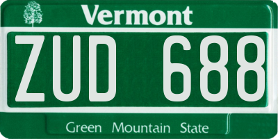 VT license plate ZUD688