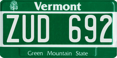 VT license plate ZUD692