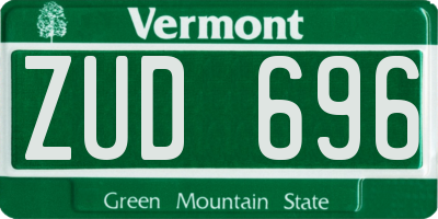 VT license plate ZUD696