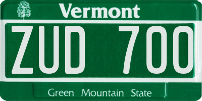 VT license plate ZUD700