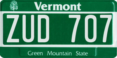 VT license plate ZUD707