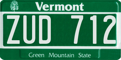 VT license plate ZUD712