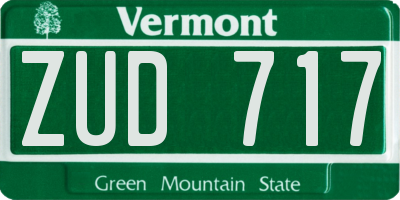 VT license plate ZUD717