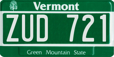 VT license plate ZUD721
