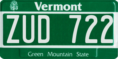 VT license plate ZUD722