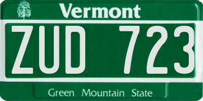 VT license plate ZUD723
