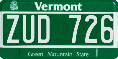 VT license plate ZUD726