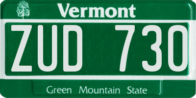 VT license plate ZUD730