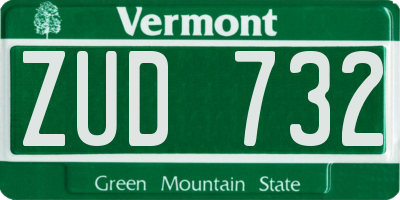 VT license plate ZUD732