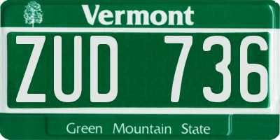 VT license plate ZUD736