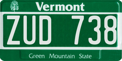 VT license plate ZUD738