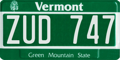 VT license plate ZUD747