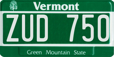 VT license plate ZUD750
