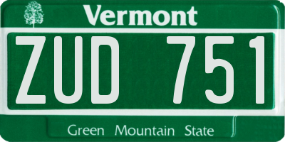 VT license plate ZUD751
