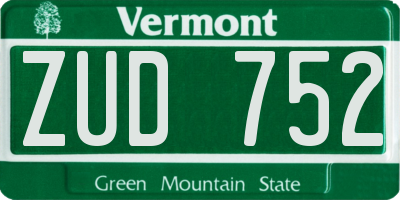 VT license plate ZUD752