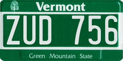 VT license plate ZUD756
