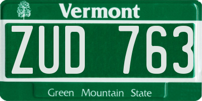 VT license plate ZUD763