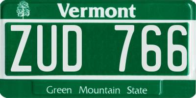 VT license plate ZUD766