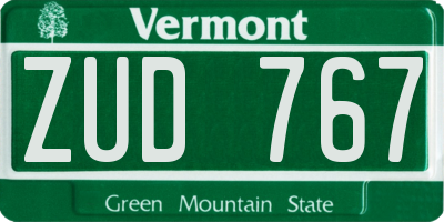 VT license plate ZUD767