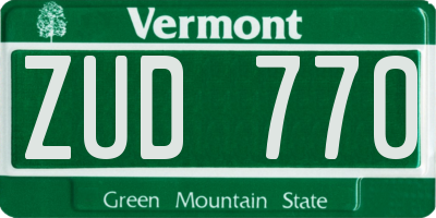 VT license plate ZUD770