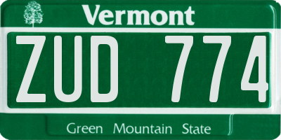 VT license plate ZUD774