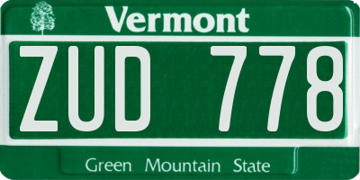 VT license plate ZUD778