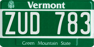 VT license plate ZUD783