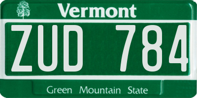 VT license plate ZUD784