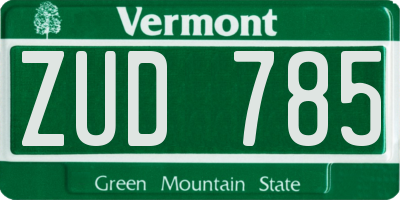 VT license plate ZUD785