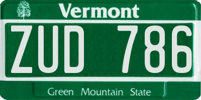 VT license plate ZUD786