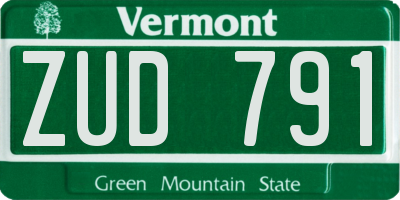 VT license plate ZUD791
