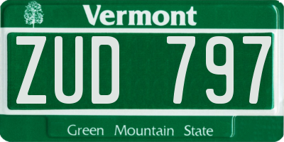 VT license plate ZUD797