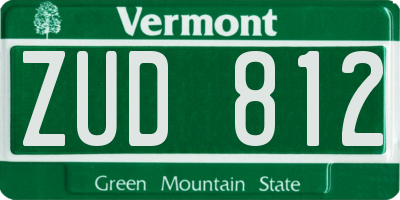 VT license plate ZUD812