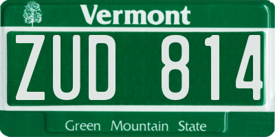 VT license plate ZUD814