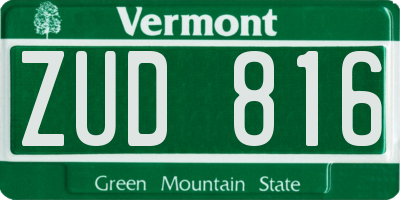 VT license plate ZUD816