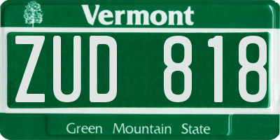 VT license plate ZUD818