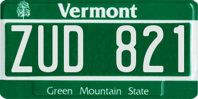 VT license plate ZUD821