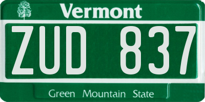 VT license plate ZUD837
