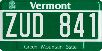 VT license plate ZUD841