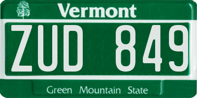 VT license plate ZUD849