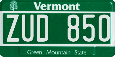 VT license plate ZUD850