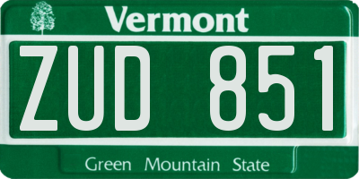 VT license plate ZUD851