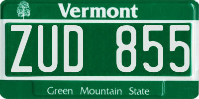 VT license plate ZUD855
